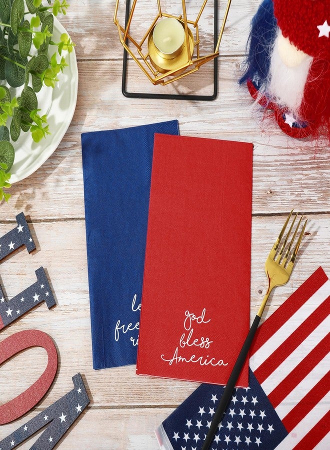 JarThenaAMCS 4th of July Guest Paper Napkins Red Blue 3 Ply Disposable Napkins Patriotic Dinner Hand Towel Napkins for Independence Day Party Supplies Table Decor, 80Pcs - Image 3
